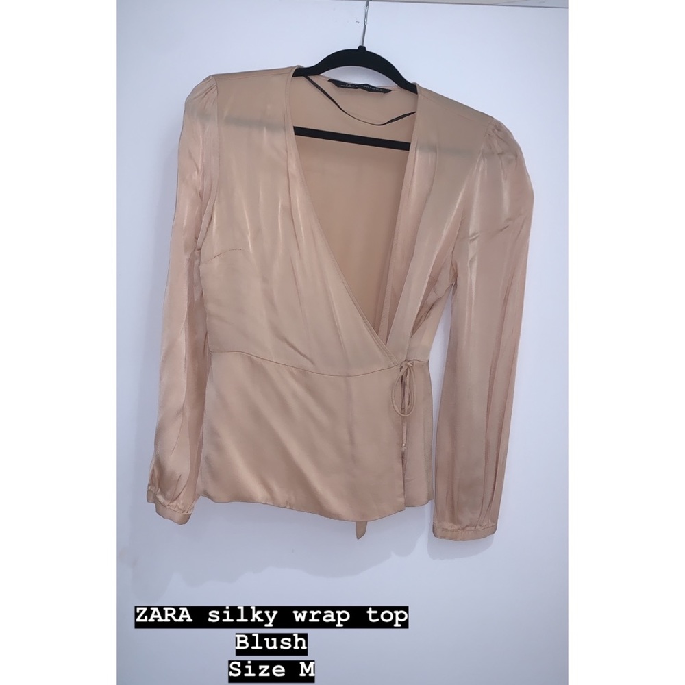 Zara silky wrap top in blush